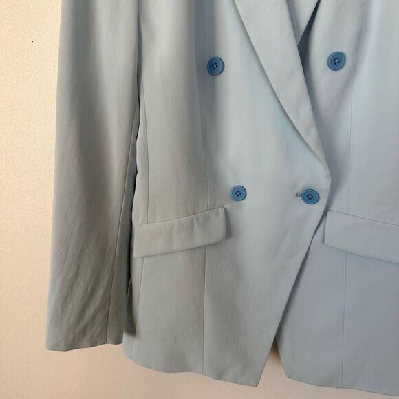 J. Crew Women’s Light Blue Double Breasted Four Button Notched Collar Blazer - Picture 4 of 7